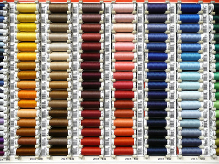 Colorful Sewing thread rollsの写真素材