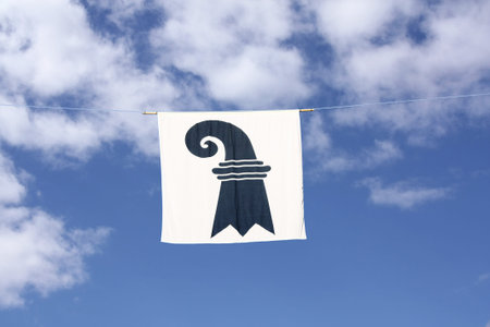 Swiss Canton Flag Series: Basel-City; the black crosier resembles a shepherd's crook carried by bishopsの写真素材