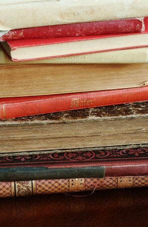Close-up of a Pile of Antique Booksのeditorial素材