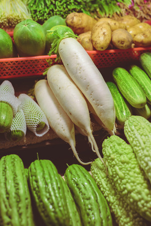 fresh vegetables in marketの写真素材