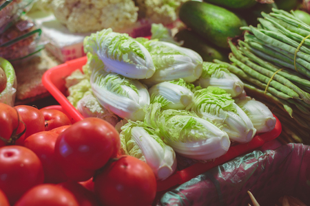 fresh vegetables in marketの写真素材
