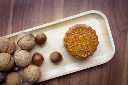 Mid autumn moon cakes and nutsのeditorial素材