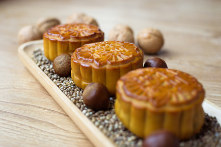 Mid autumn moon cakes and nutsのeditorial素材