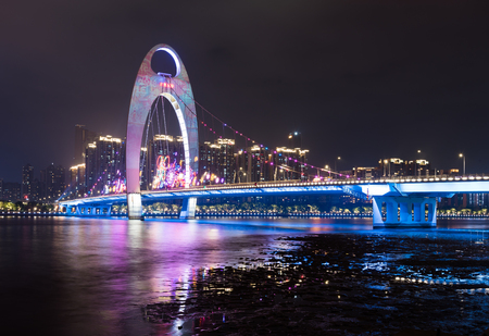 Night view of the Liede Bridgeの写真素材