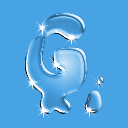 Beautiful blue water letter G alphabet symbolの写真素材