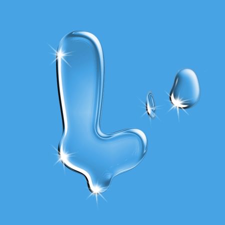 Beautiful blue water letter L alphabet symbolの写真素材