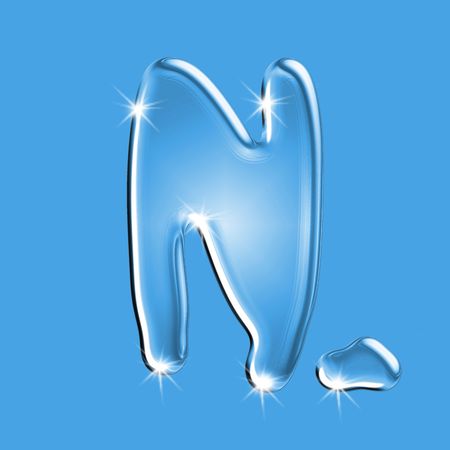 Beautiful blue water letter N alphabet symbolの写真素材