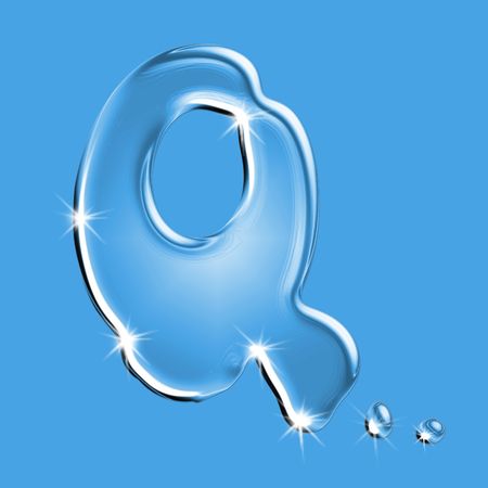 Beautiful blue water letter Q alphabet symbolの写真素材