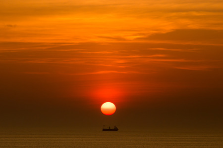 Boat in sunsetの写真素材