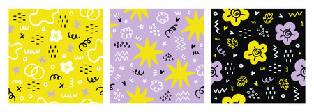 Hand drawing set elements, doodle,hand written,seamless...
