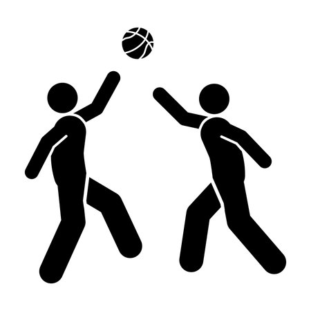 Basketball player black simple icon on white background. Vector illustration.のイラスト素材