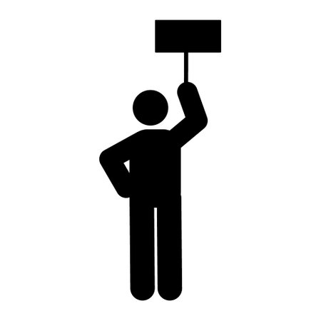 Man with protest sign flat icon on white background. Vector illustration.のイラスト素材