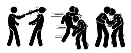icon people are fighting. robbery. beating. brawl.のイラスト素材