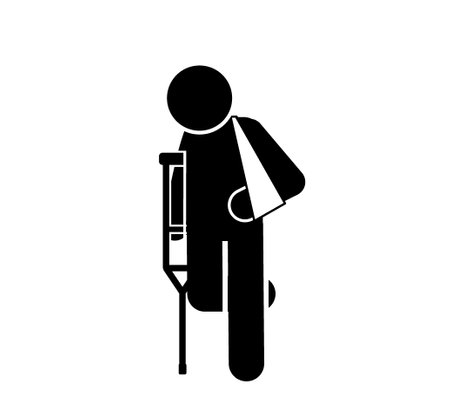 Man with crutches icon. Simple illustration of man with crutches vector icon for webのイラスト素材