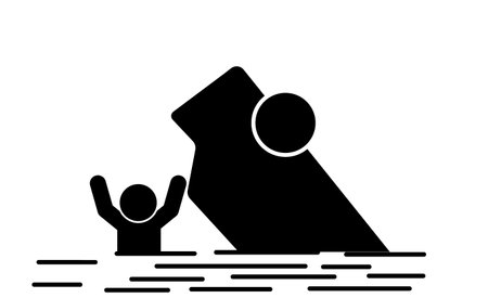 car accident, car splashed in waterのイラスト素材