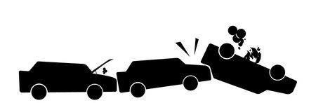 Car crash icon on white background. Flat style. Vector illustration.のイラスト素材