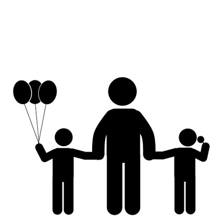 Family design over white background, vector illustration. father and son silhouette. father and son illustration icon. stick figure, pictogram, parents, father and daughterのイラスト素材