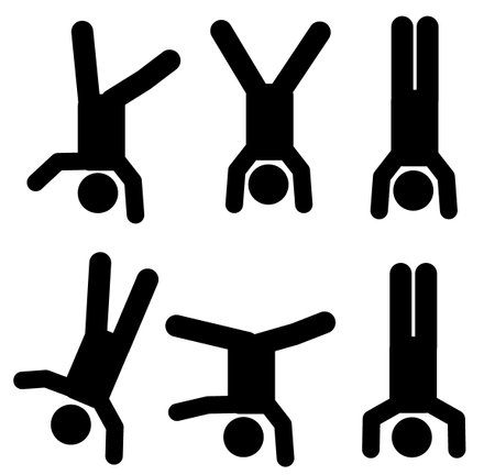 Set of black gymnastics icons on white background. Vector illustration.のイラスト素材