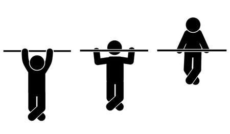 Man doing pull-ups on bar. Flat style vector illustration.のイラスト素材