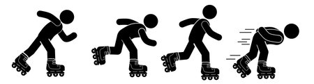 Roller skating icons set. Vector illustration isolated on white background.のイラスト素材