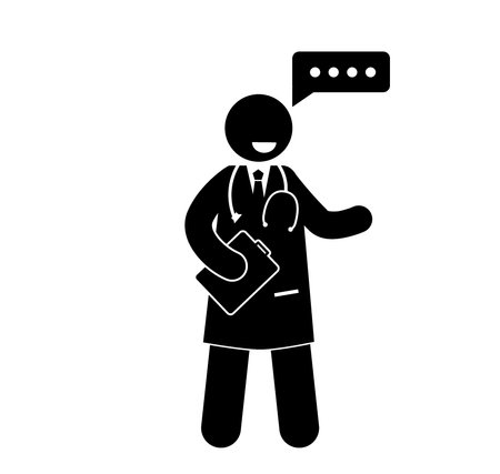 Doctor with stethoscope icon. Simple illustration of doctor with stethoscope vector icon for webのイラスト素材