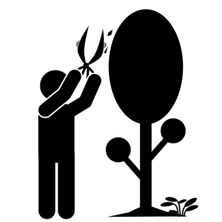 Gardener with wheelbarrow and plant icon. Vector illustrationのイラスト素材