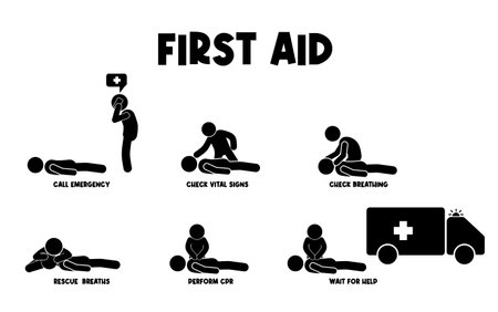 First aid icon set. Simple set of first aid vector icons for web design on white backgroundのイラスト素材