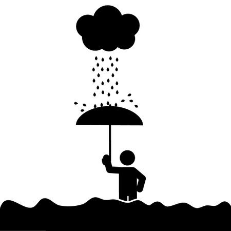 vector illustration of flooding due to heavy rainのイラスト素材