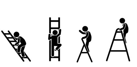 vector illustration of a man on a ladderのイラスト素材