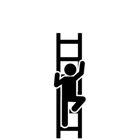 vector illustration of a man on a ladderのイラスト素材