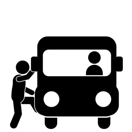 Bus driver and passenger icon. Simple illustration of bus driver and passenger vector icon for webのイラスト素材