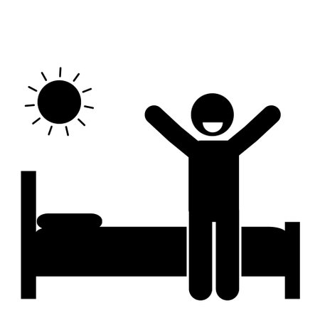 stick figure vector illustration wake up early, wake upのイラスト素材