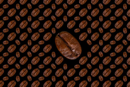 Texture of coffee beans on a black backgroundの写真素材
