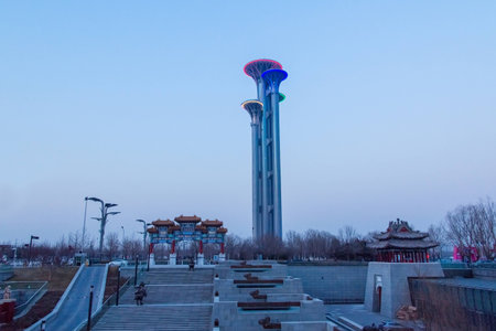 Architectural landscape of nail tower in Beijingのeditorial素材