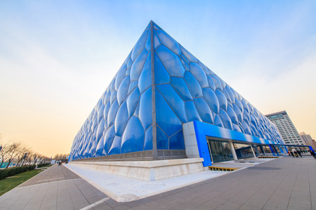 Beijing water cube building landscapeのeditorial素材