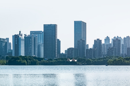 Architectural Landscape of Swan Lake Financial Business Center, Hefei City, Anhui Provinceのeditorial素材