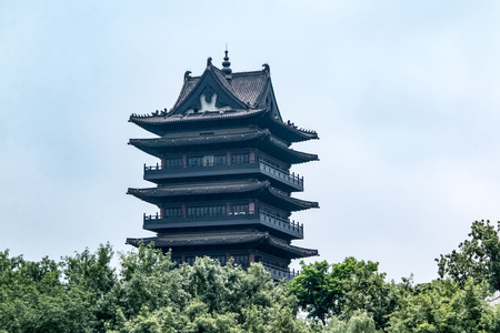 Qingfeng Pavilion, Baohe Park, Hefei City, Anhui Provinceのeditorial素材