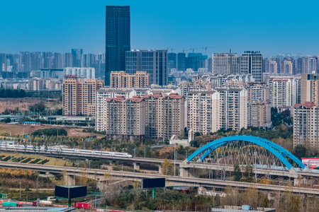 Architectural landscape of urban high-rise buildings in Hefei City, Anhui Provinceのeditorial素材
