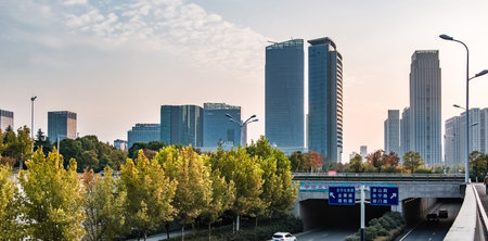 Architectural landscape of urban high-rise buildings in Hefei City, Anhui Province