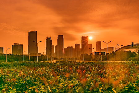 Architectural landscape of urban high-rise buildings in Hefei City, Anhui Provinceのeditorial素材