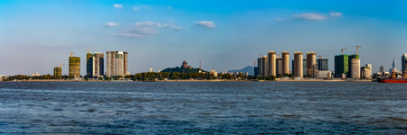 Urban architecture landscape of the Yangtze River Bund in Nanjing, Jiangsu Provinceのeditorial素材