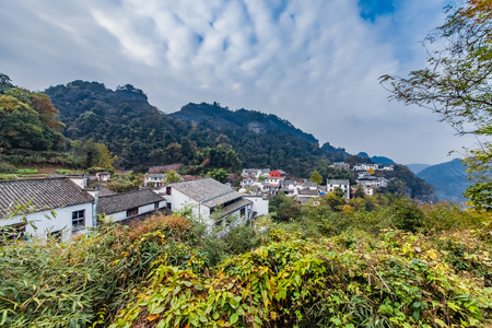 Landscape architecture of Qiyun Mountain garden in Xiuning County, Anhui Provinceの写真素材
