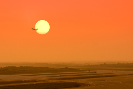 airplane in the skyの写真素材
