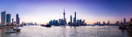 Shanghai Huangpu River Bund and Lujiazui Landscapeのeditorial素材