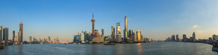 Shanghai Huangpu River Bund and Lujiazui Landscapeのeditorial素材