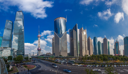 Shanghai Lupu River Bund Lujiazui Building Landscapeのeditorial素材