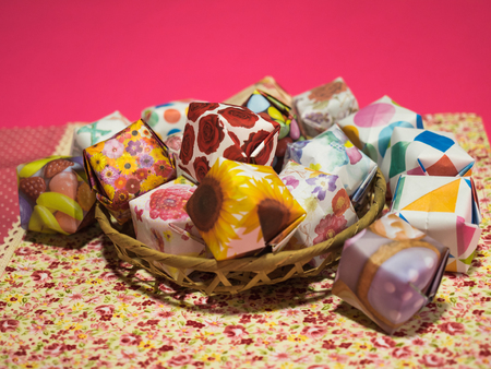 Colorful origami balloonsの写真素材