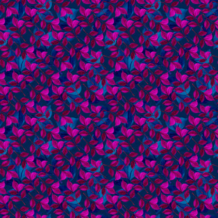 Neon blue and pink tropical branches. Watercolor seamless pattern. Suitable for fabrics, covers, prints, decor.の写真素材