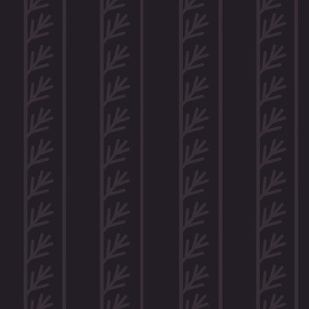 Vertical stripes and branches. Seamless pattern in brown colors. Botanical and geometric ornament....