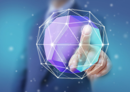 Businessman touch screenの写真素材